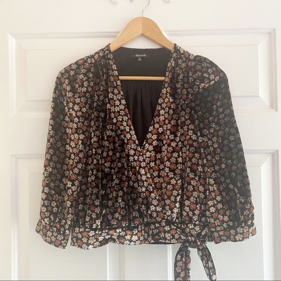 Madewell Velvet Wrap Top in Petite Blooms - Picture 5 of 11